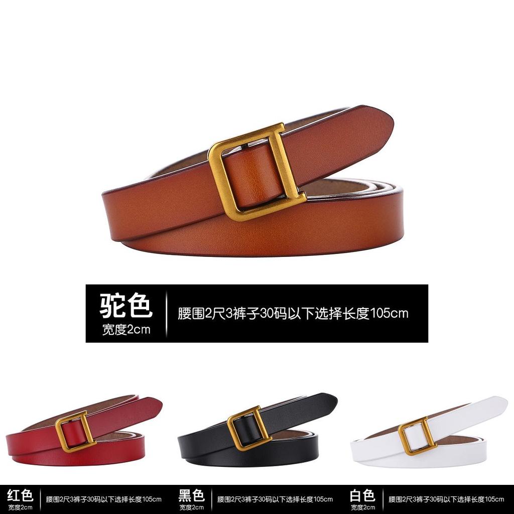 Womens Genuine Leather Slim Belt With Alloy D Buckle For Casual Wear