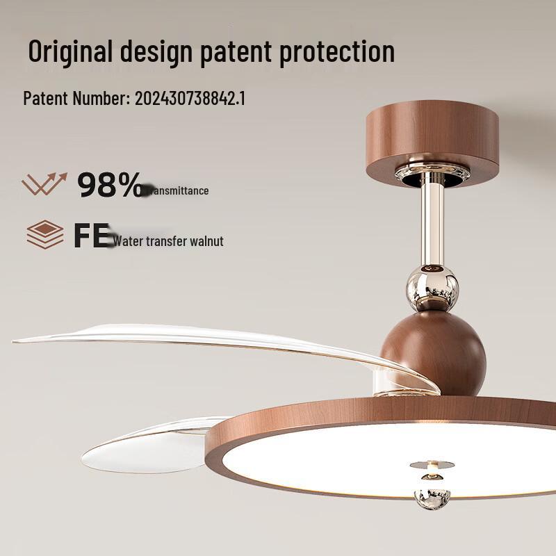 NuFeng 42-inch Invisible Blade Smart Ceiling Fan Light with Eye Protection