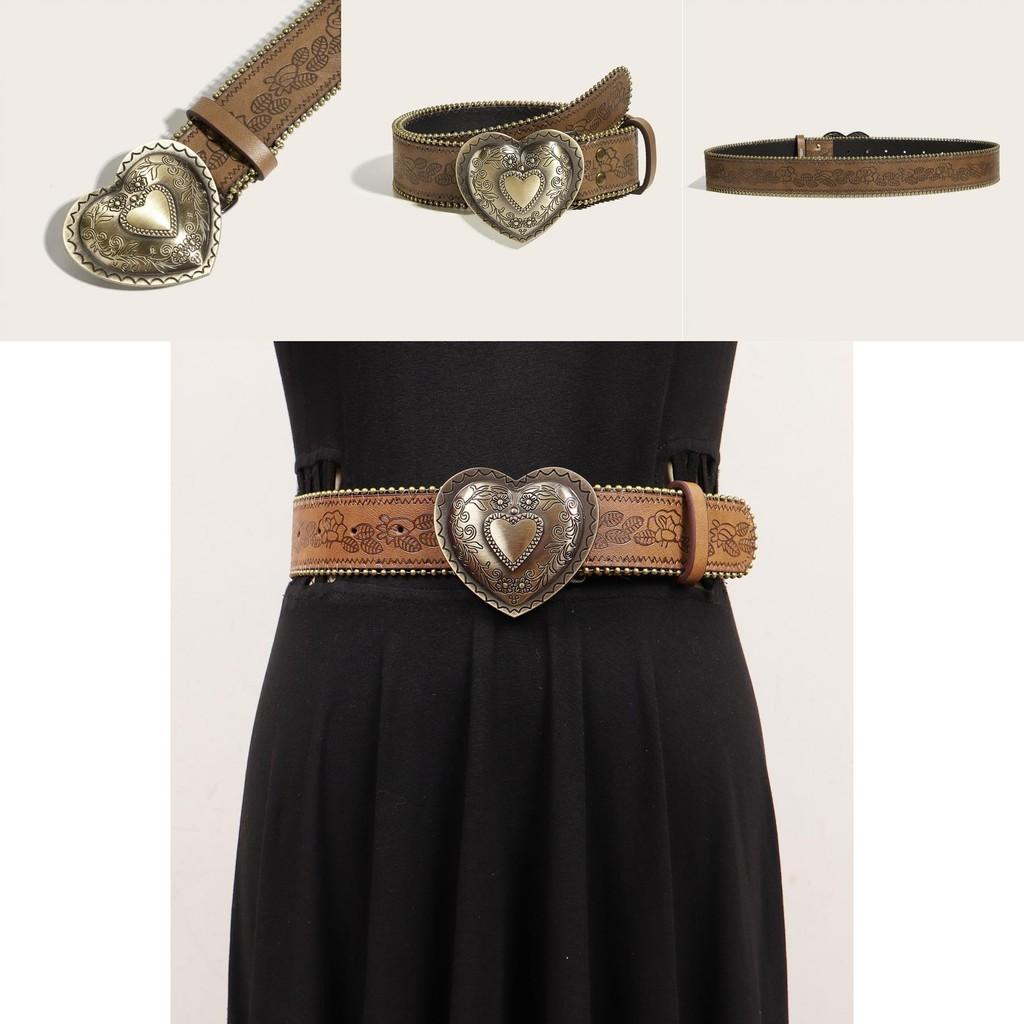 Style Pu Leather Belt With Alloy Snap Closure And Retro Rivet Detail For Youth Fashion