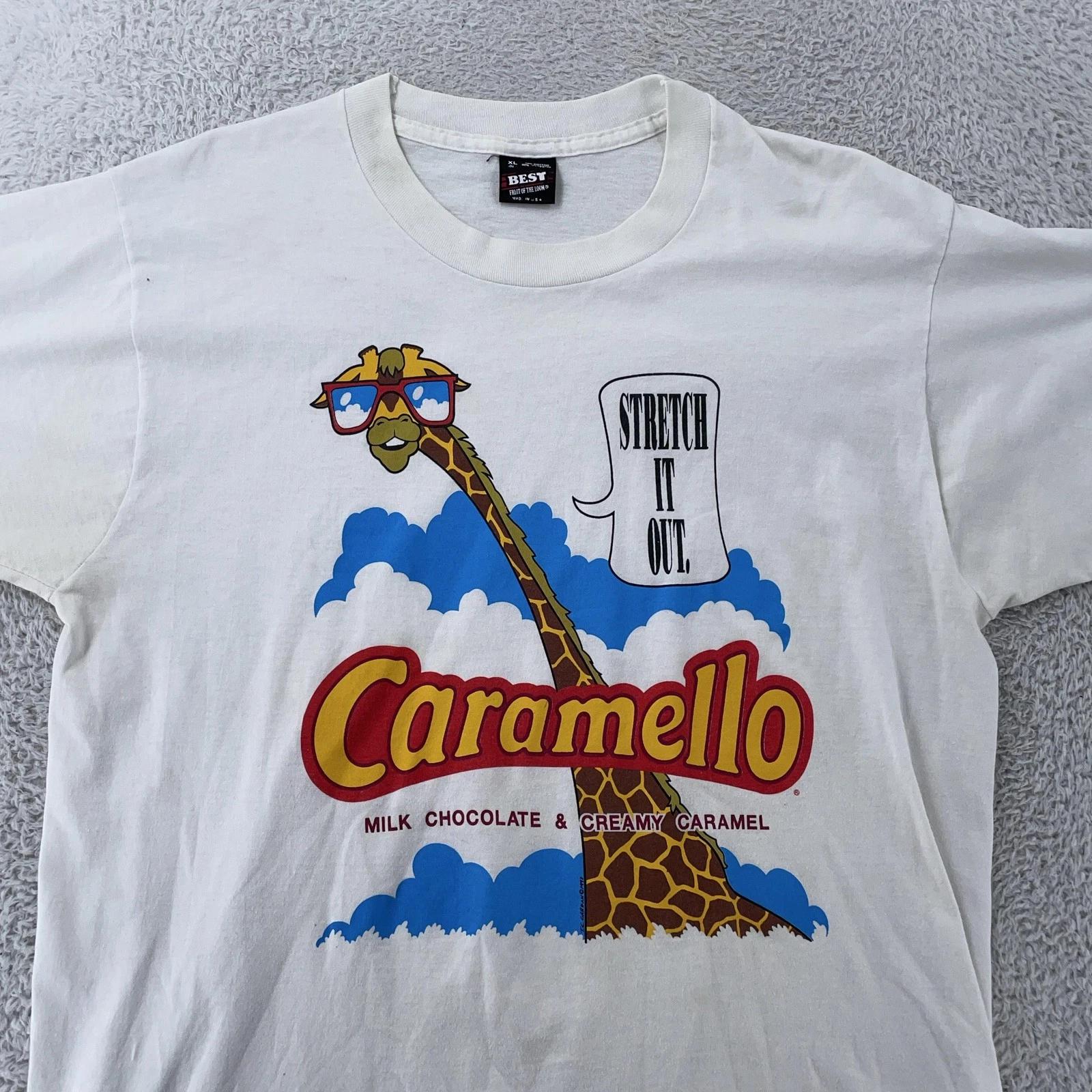 Vintage Cadbury Caramello Shirt Mens M/L Chocolate Caramel Candy Giraffe 90s Tee 4XL