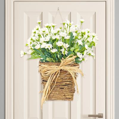 Spring Flower Basket Simulated Wreath Door Basket Decoration