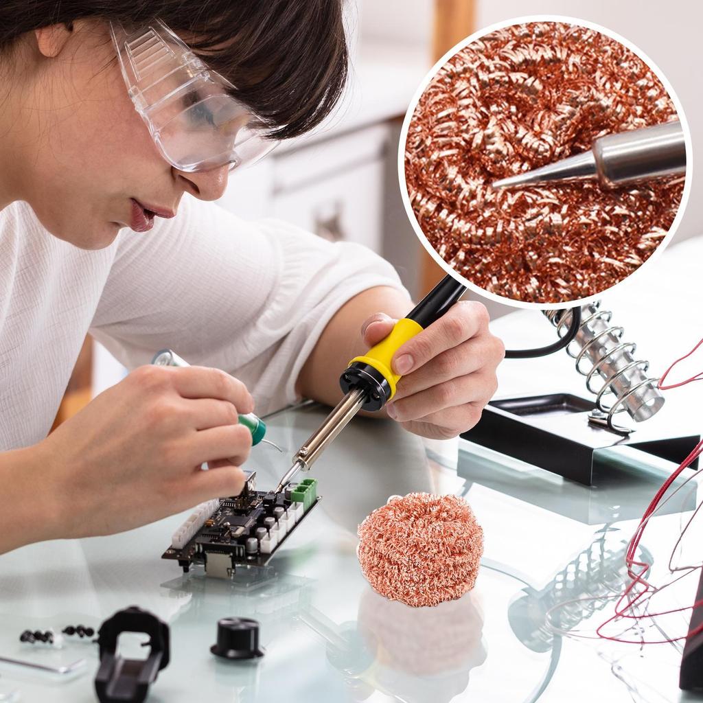 Cleaning Ball Soldering Iron Desoldering Mesh Filter Cleaning Nozzle Tip Copper Wire Cleaner Ball Metal Dross Box Clean Ball