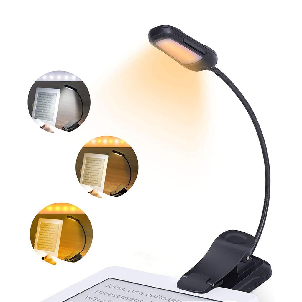 Reading Lights for Books In Bed Portable Clip On LED USB Rechargeable Lamp Eye Protection In 3 Colors & 3 Brightness