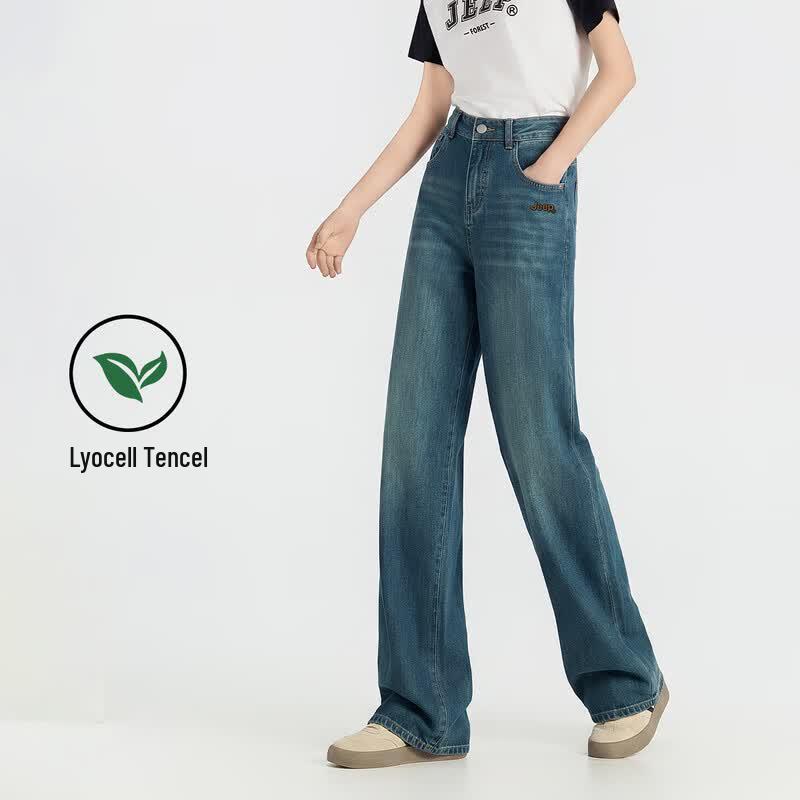 Jeep Women's Tencel Cool Wide-Leg Straight Jeans