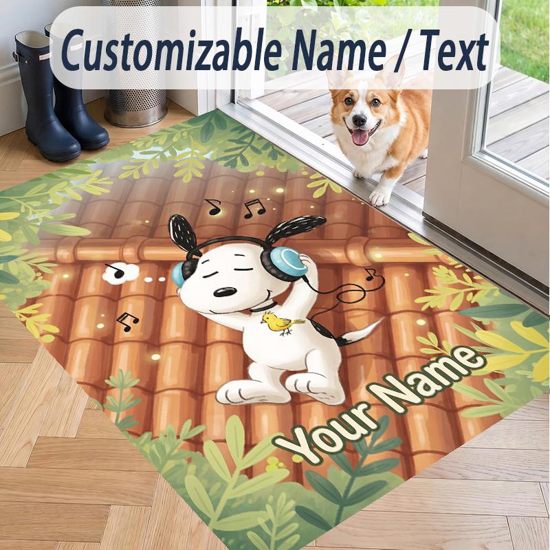 Custom Text Snoopy Peanuts Pattern Floor Rug Soft Indoor Carpet Mat Living Room Bedroom