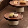 Round Wood Cake Stand Vintage Tabletop Fruit Candy Tray High Feet Fruit Plate  Party Display