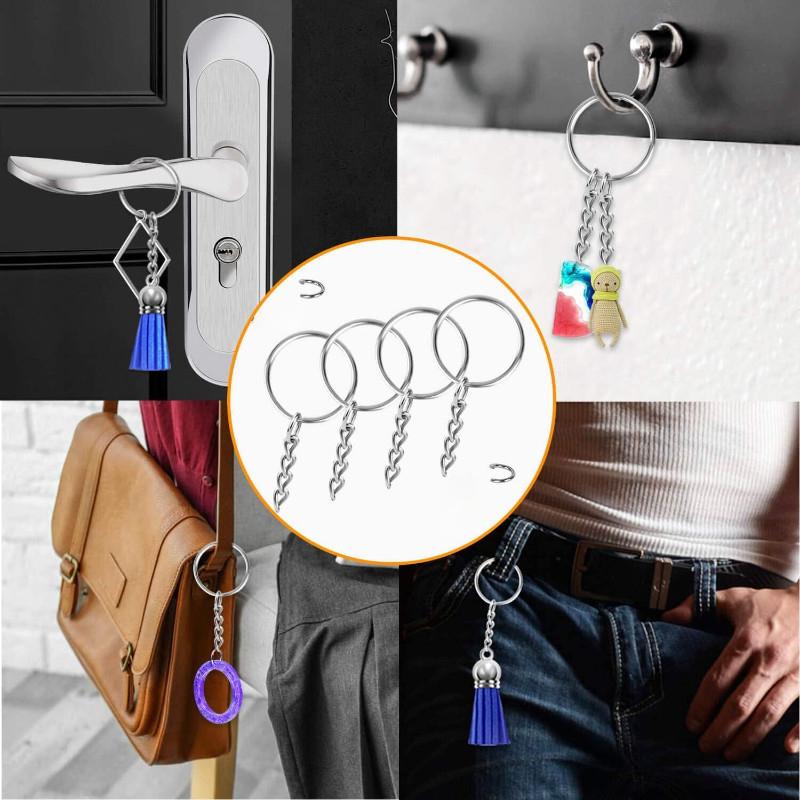 50Pcs 25Mm Metal Blank Key Chain Ring Split Key Rings With Chain Jump Rings Set For Diy Crafts Jewelry Making Accessories