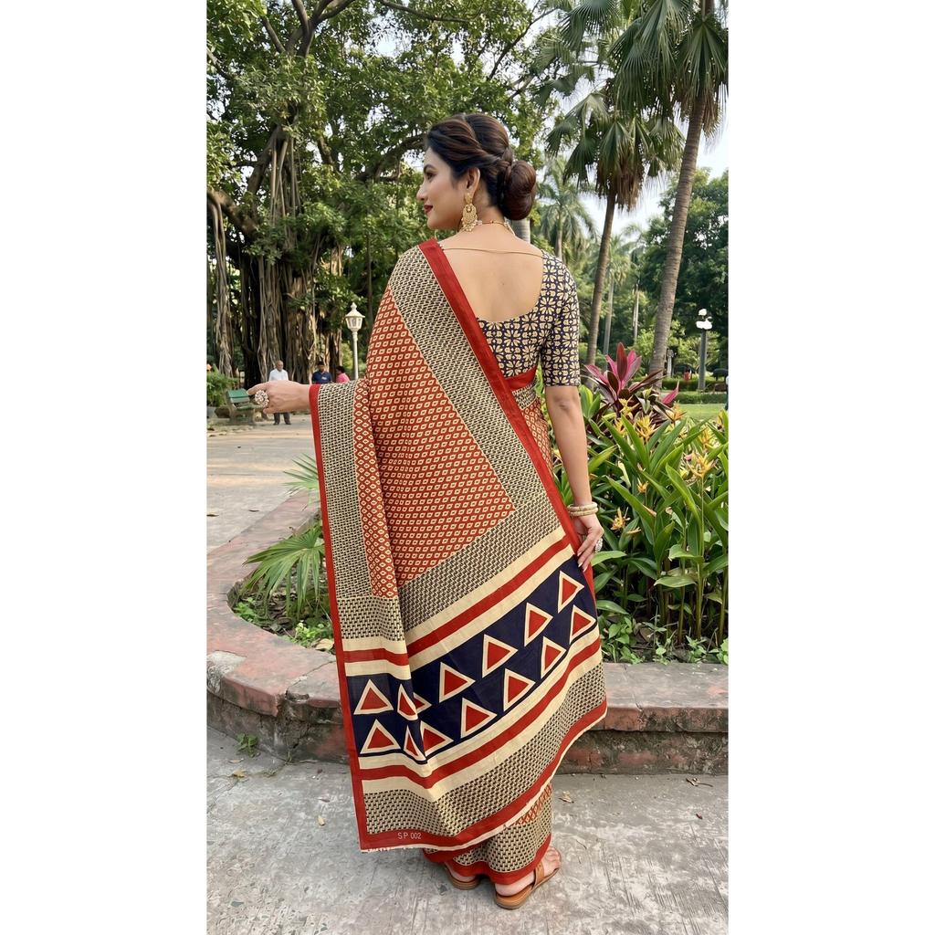 New Launch Beautiful Bagru Printed Saree Collection