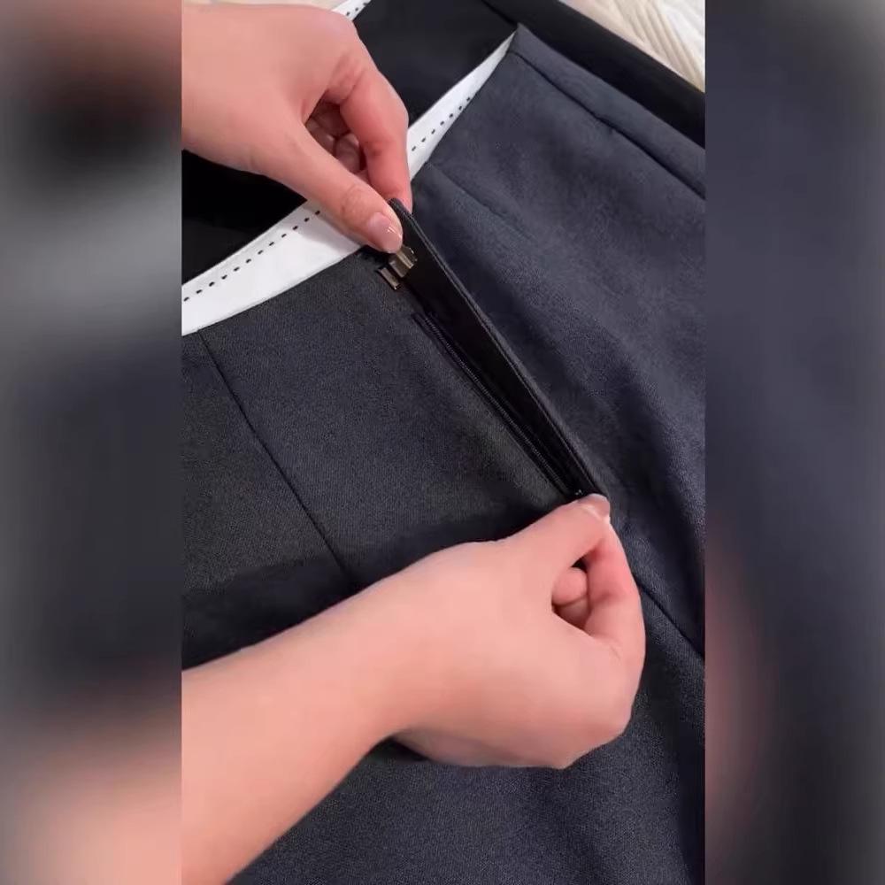 2025 Autumn Grey Slimming Straight-Leg Women's Pants - Fashionable, Versatile, No Waistband Design for Commuting
