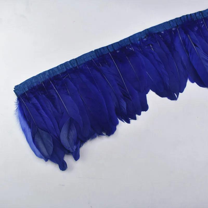 1Meter Colored Goose Feathers Trims Real Geese Feather Trim Tassel Fringe Ribbon White Black Feather Crafts Clothes Accessories