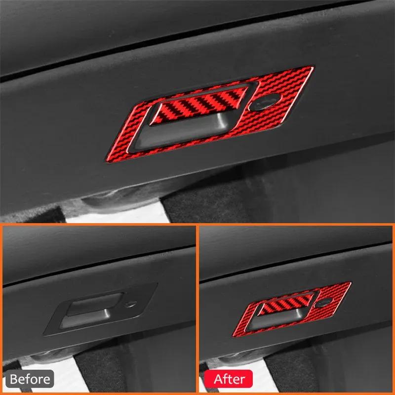 Carbon Fiber Car Co-Pilot Storage Box Pull Handle Panel Frame Decoration Sticker For Ford Mustang 2001-2004 Interior Accessories