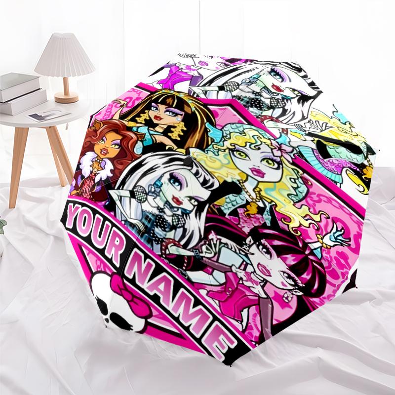 Personalized Name Monster High Draculaura Print Umbrella - Automatic Open/Close, Eight-Rib Durable Frame, Automatic Folding Umbrella