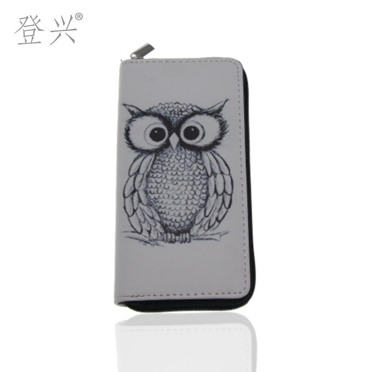 

Новый длинный кошелек из ПУ с совой, кошелек с мультяшным животным принтом