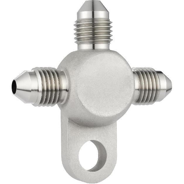 EVIL ENERGY 3AN Male Brake Tee Block 1 PC with Mount Tab, Stainless Steel Brake Line Tee Fitting Adapter, Sliver 1