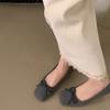 [Youshilai] Square head bow shallow mouth single shoes women's 2025 winter new elegant temperament versatile one pedal