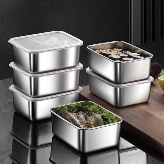 Stainless Steel Food Storage Container with Lid Airtight Lunch Box for Meal Prep Freezer Leak-Proof Stackable Lunchbox for Home Camping Kitchen