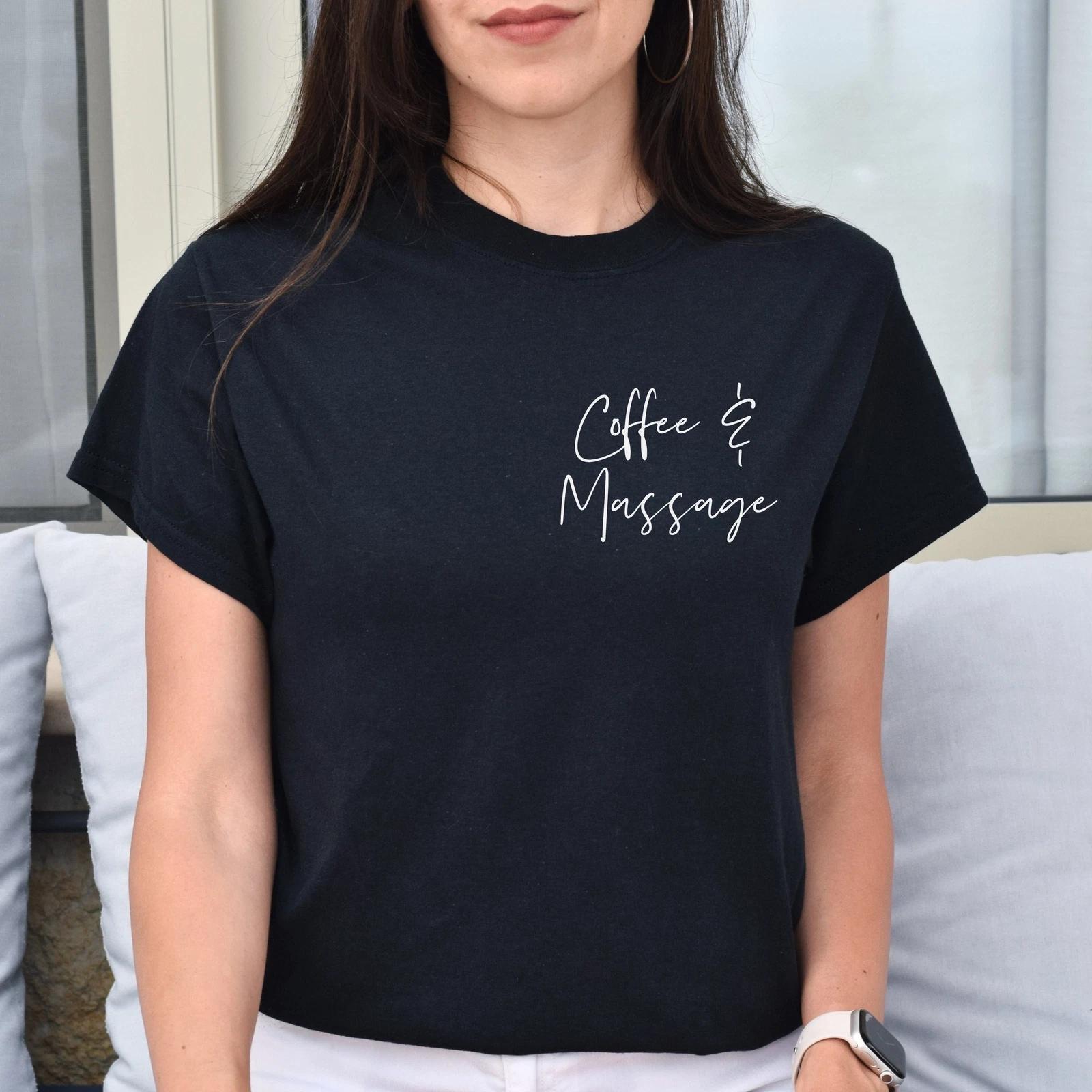coffee and massage pocket Unisex T-shirt Black Navy Dark Heather S