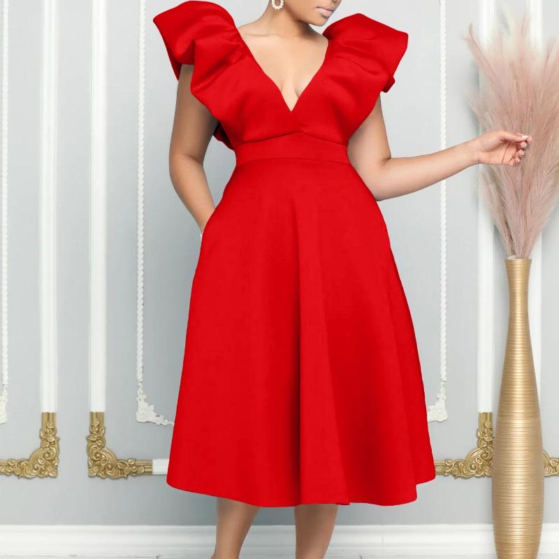 Women's New Deep V-neck Sexy Big Swing Banquet Dress Dress Dress