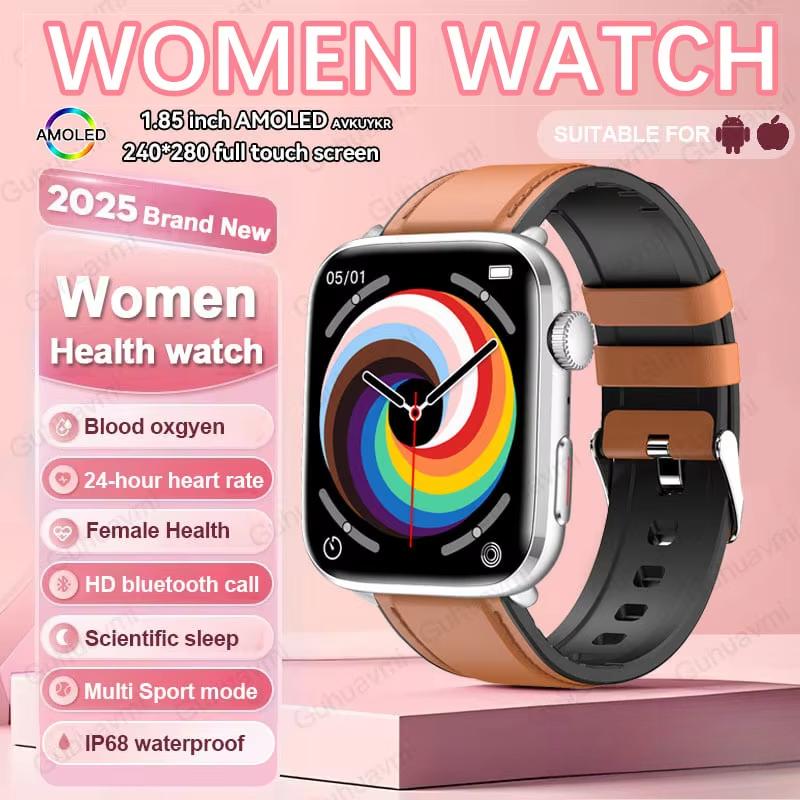 2025 New NFC Smat Watch Women 1.85-inch Blood Pressure Heart Rate Bluetooth Call Female Health Smarwatches Ladies for IOS Android