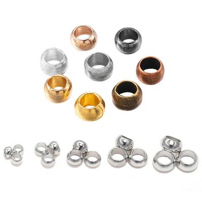 100-500 unids/lote bolas de cobre cuentas de extremo de engarce diámetro 2 2,5 3 mm cuentas espaciadoras de tapón para Diy suministros de joyería