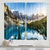 2pcs -Snow-capped Mountains, Forests and Lake Landscapes Print Curtains, Pole Bag Curtains, Home Decoration, Room Decoration