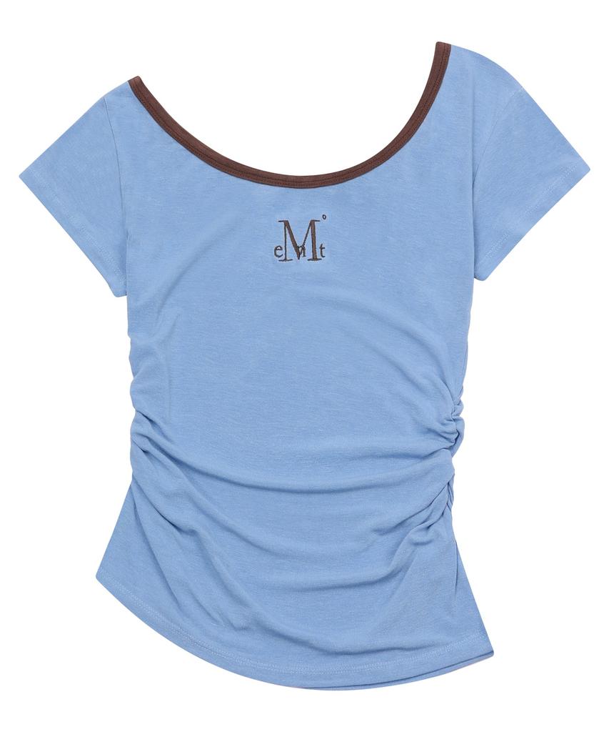 Mucent Viola One-Shoulder Asymmetrical Shirred Short Sleeve T-Shirt (2 Colors)