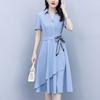 Summer Women's Dresses with Short Sleeves Solid Color Slimming and Covering Belly
