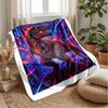 Cyberpunk Dinosaur Artwork Blanket Personalized Name Flannel Blanket Soft Cozy Plush Throw for Sofa Bed Lightweight Home Decor