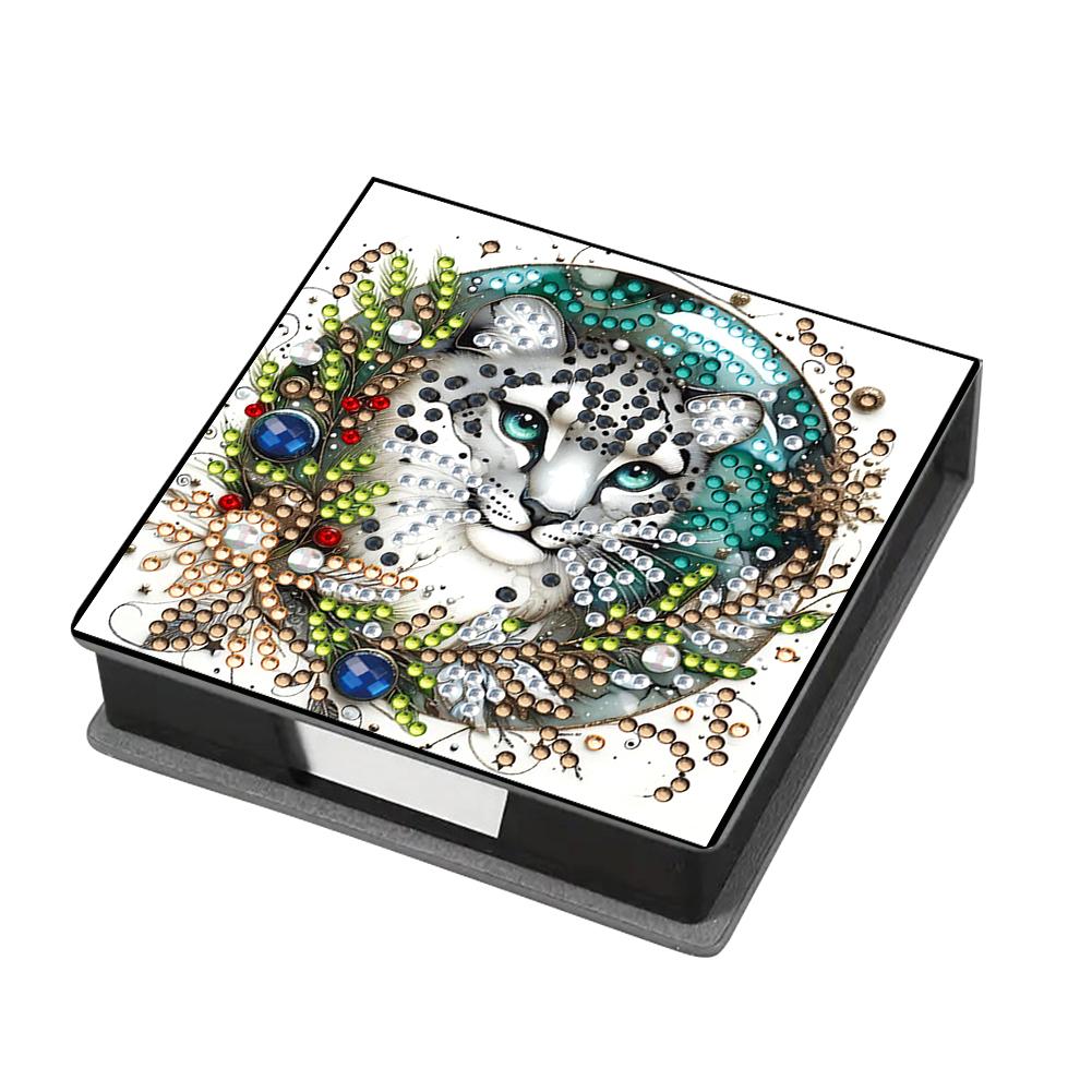 DIY Rhinestones Leather Gem Art Sticky Note Holder with 160 Sheets Paper Diamond Art Note Box Mosaic Kit for Desktop Decoration