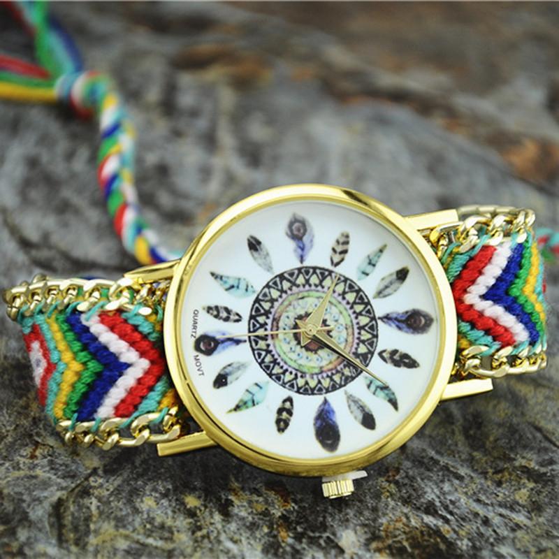 

Dreamcatcher Womens Woven Watch With Glass Dial For Gift And Casual Wear Green Rose