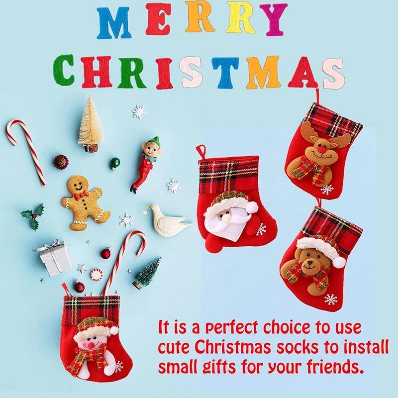 1Pcs Christmas Decoration Cartoon Socks Xmas Tree Hanging Ornaments Merry Home Room Decor Gifts New Year Happy Navidad Supplies