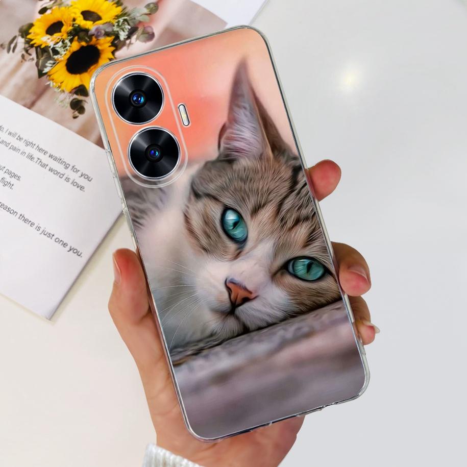 For Realme C55 4G Case 2023 Phone Cover Beautiful Flower Painted Soft Funda Clear Coque For Realme C55 2023 Bumper RealmeC55 Bag