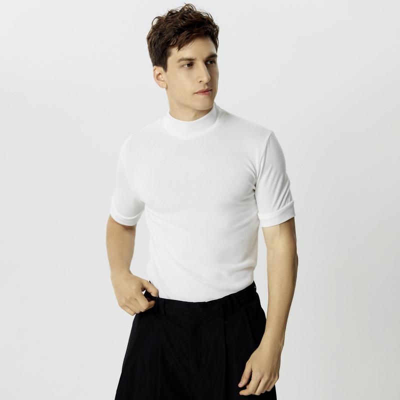 INCERUN Men High Neck Short Sleeve Fitted Casual Undershirts T-shirts Tops