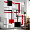 Creative Geometric Shower Curtains Red Black Grey Striped Splicing Modern Minimalist Bathroom Decor Polyester Bath Curtain Hooks
