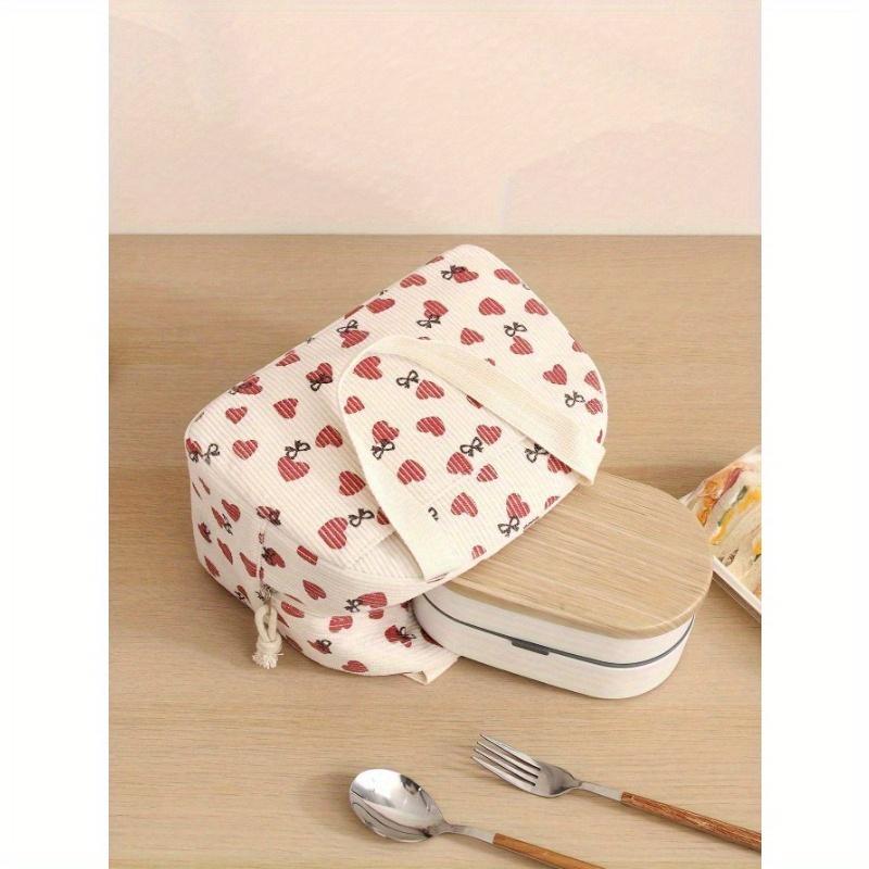 1PC Corduroy Lunch Bag Large Capacity Insulated Soft Reusable Portable with Handle Zipper Insulated Lunch Box Bag for School Picnic Bento Box