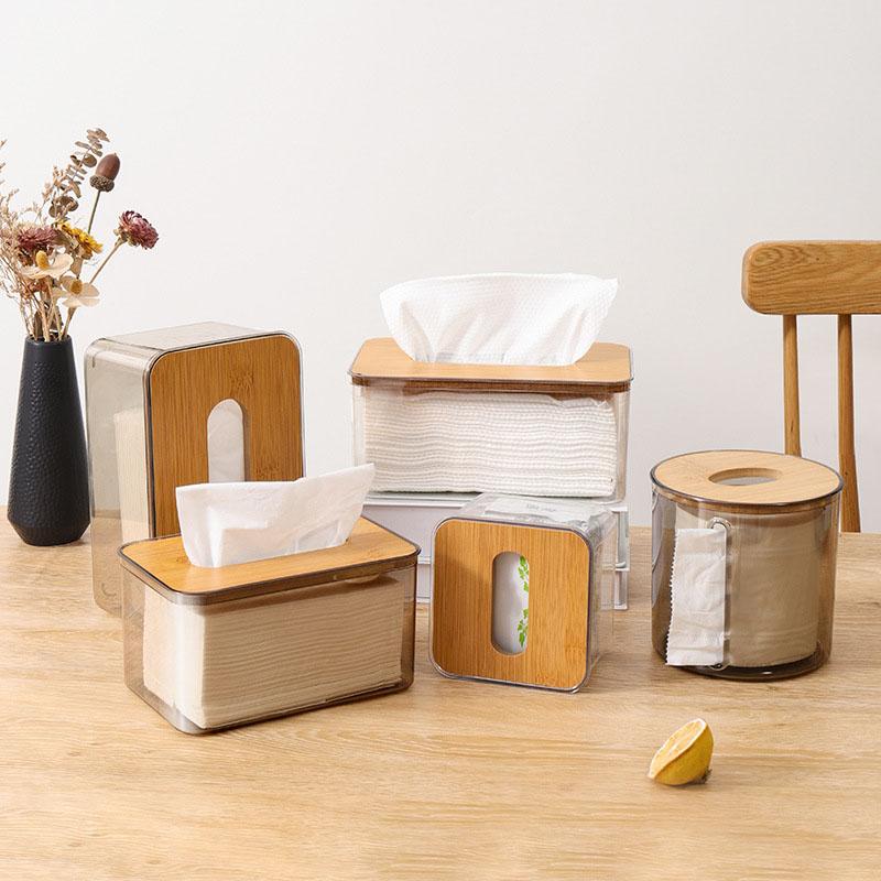 Decorative Tissue Box Cover, Transparent Grey Tissue Holder for Home and Office, Multifunctional Storage Box, Simple Tissue Box