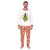 Christmas Print Neck Top and Jogger Pants Set for Holiday Casual Outfit