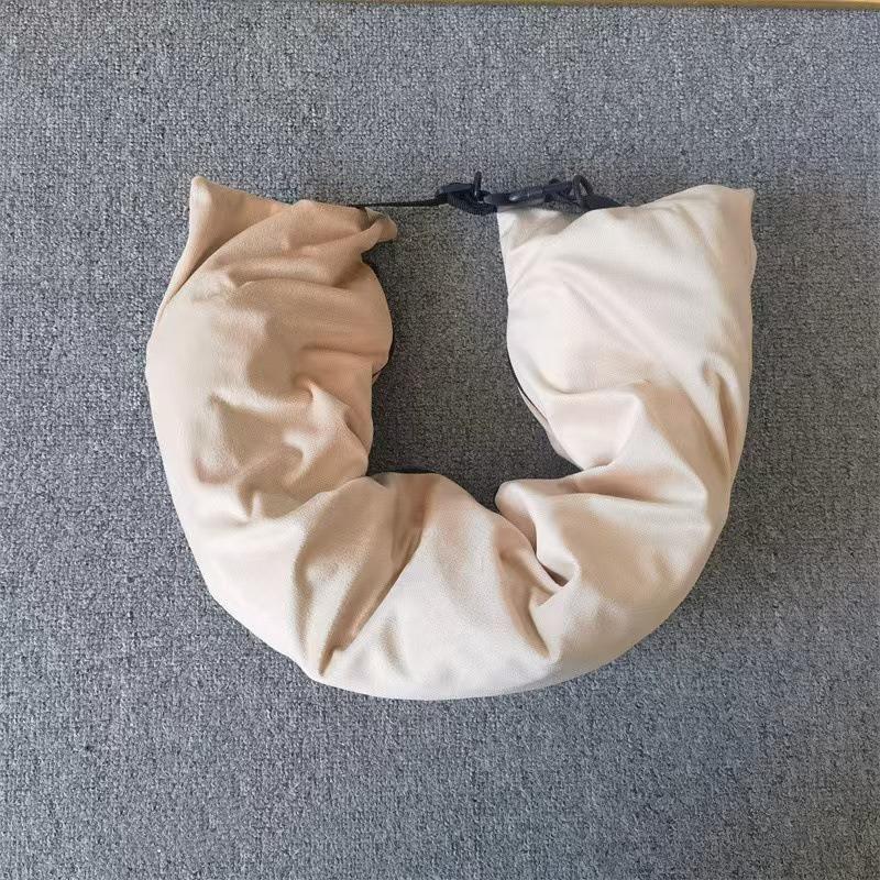 Travel Neck Pillow Self Filling Portable Stuffable Neck Pillow Airplane Car Travel Pillow Refillable Support Cushion Travel Bag