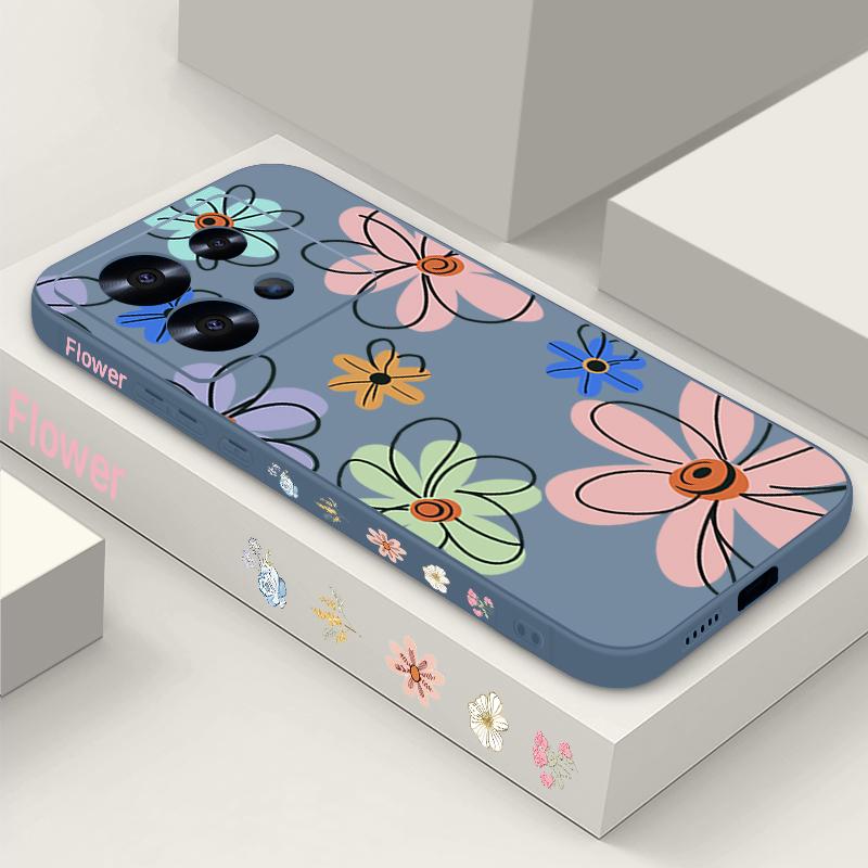 Lanyard Soft TPU Case For Xiaomi Redmi Note 14 13 Pro Plus 12 14 Pro 5G Note 13 11 13C 4G Cartoon Flower Patterned Phone Cover