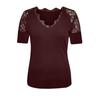 Women Off Shoulder Short Sleeved Commuting Pullover V-neck Lace Bottoming Blouse