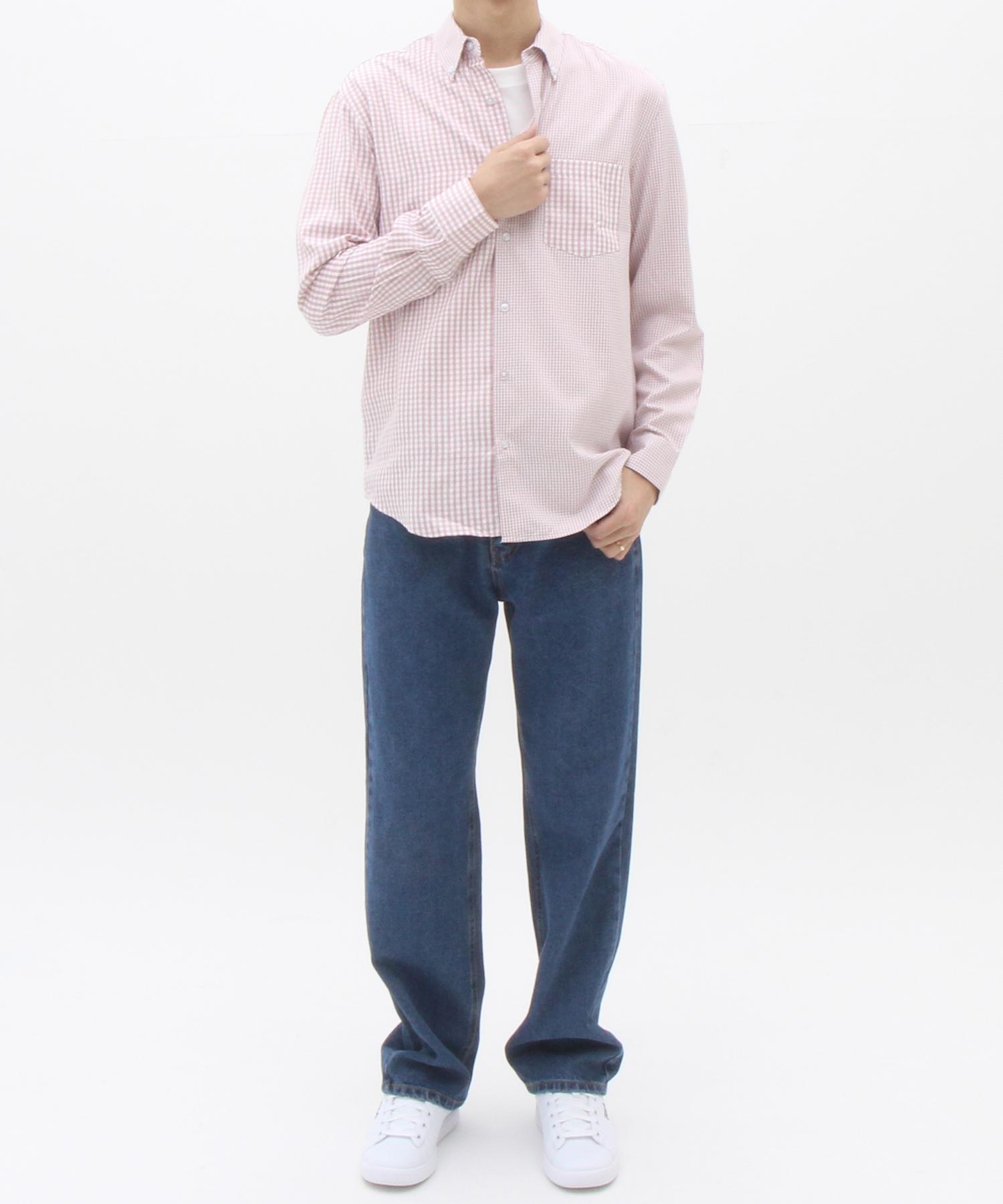 The Shirt Studio Pink Loose Fit Mixed Check Button-Down Shirt 120