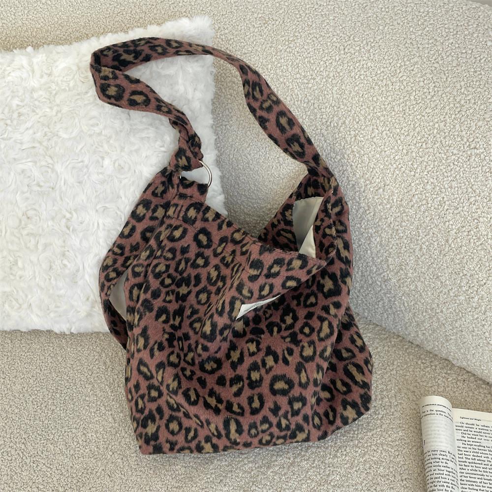 Trendy Checkered Wool And Canvas Shoulder Bag For Daily Casual Outfits