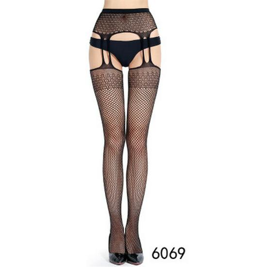 Women's Sexy Fishnet Lingerie: One-Piece Hollow Out Garter Jacquard Leggings Stockings 6057