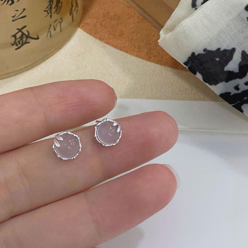 White Chalcedony Earrings Elegant New Chinese Style Earrings Light Luxury High-end Bamboo Leaf Earrings
