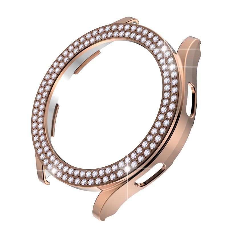 

Diamond Case for Samsung Galaxy Watch 5/4 40mm 44mm Hollow Out Protective Shell Two Rows Bling Crystal Bumper Cover No Screen Watch 5 4 40 рожевий колір золота