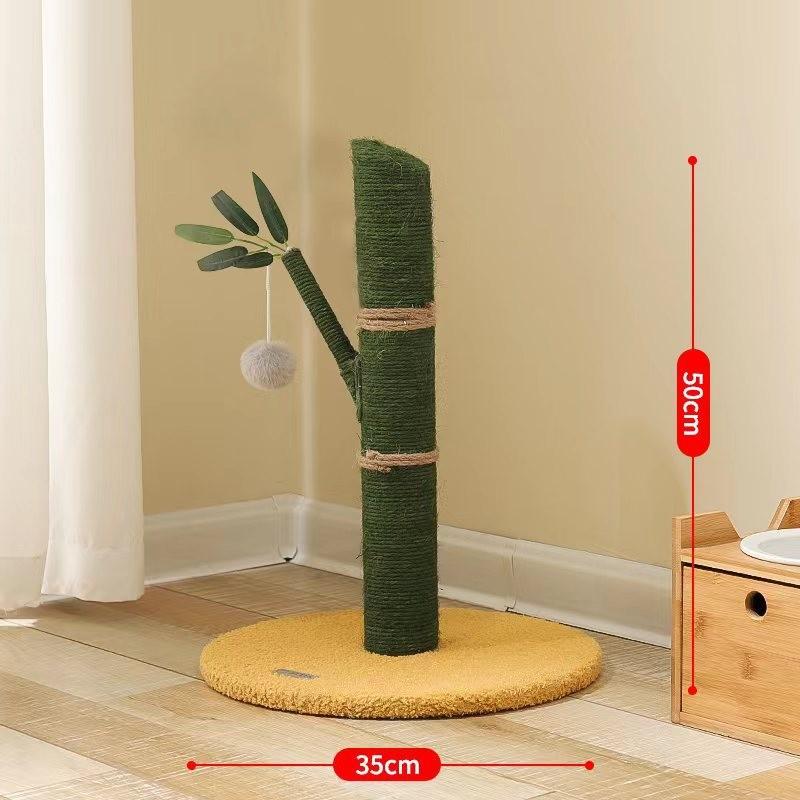 Wooden Cat Tree And Scratching Board With Bamboo Elements For Indoor Play