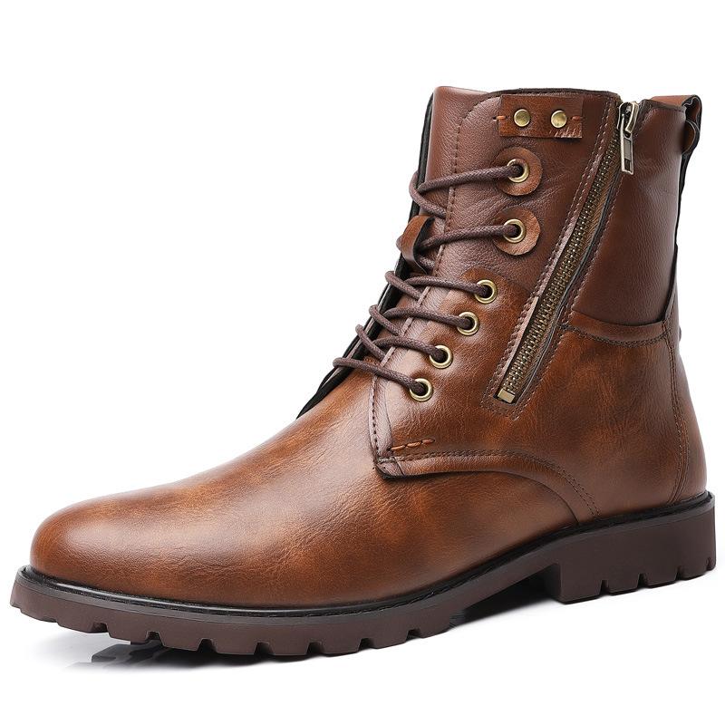 Large Size Martin Boots Men's Spring and Autumn New Men's Casual Side Zipper High-top Boots Fashion Trend Chelsea Boots