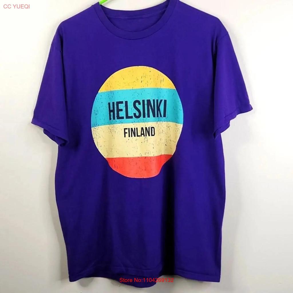 Helsinki Finland Spellout Frontside T Shirt Large Vintage Homme Slightly Stylish Unisex Fashion Soft Comfortable