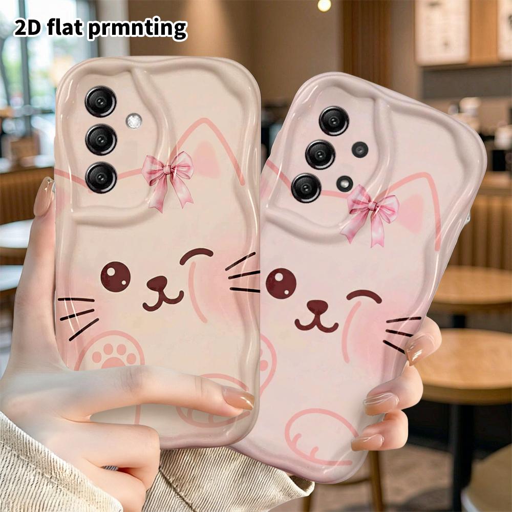 Phone Case: 2D Flat Samsung Galaxy A34 A35 M05 M06 S20 S22 S21 FE Plus 5G Protective Case, Little Cat with Bow, Perfect Holiday Gift for Christmas and