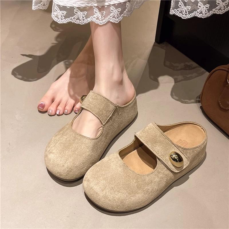 Inner height-increasing shoes women's spring and summer new one-pedal lazy shoes Mary Jane single shoes bag head half drag